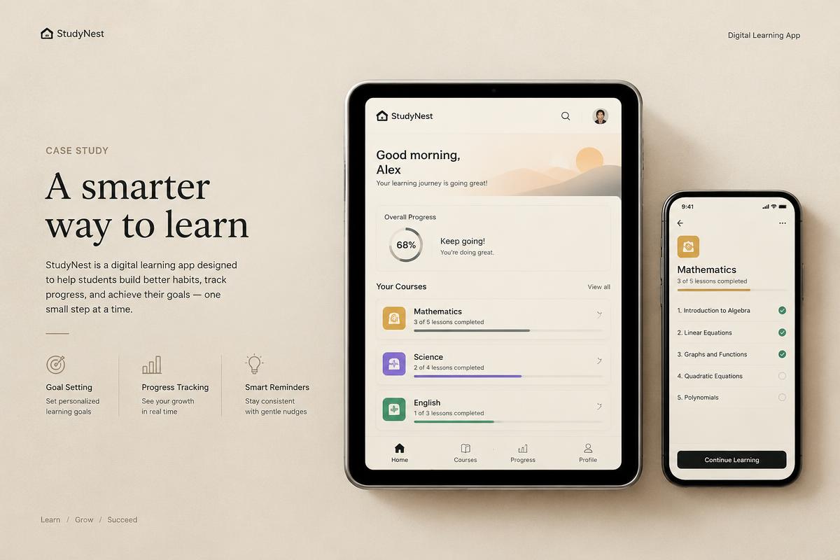 Concept learning app shown on a tablet and phone